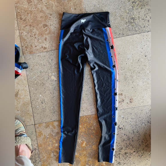 Goldsheep set leggings top bra USA flag patriotic athletic workout yoga sheep - Picture 2 of 5